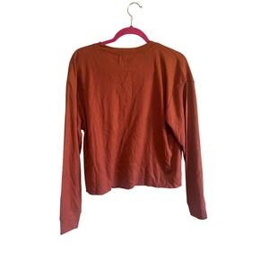 Filly Flair Women's Top Small S Brown Waffle Knit Long Sleeve Crop Shirt‎ Layer